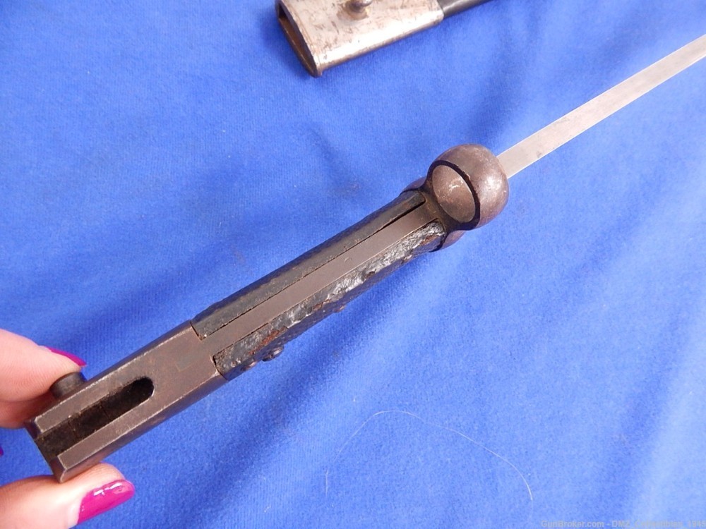 1870s Turkish Peabody Rifle Sword Bayonet with Scabbard-img-4