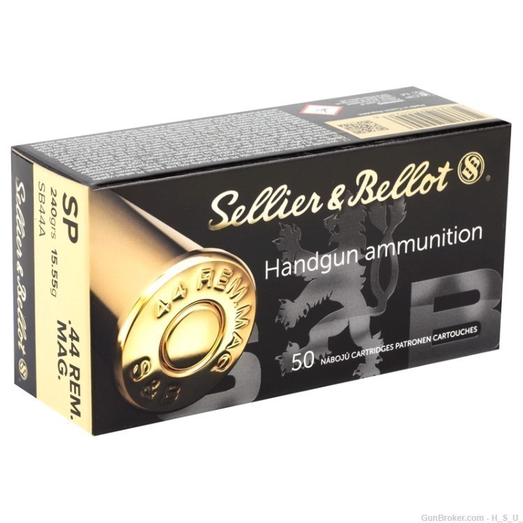 50 RDS Sellier & Bellot Ammo 44 Remington Magnum Ammo 240GN Soft Point .44 -img-0