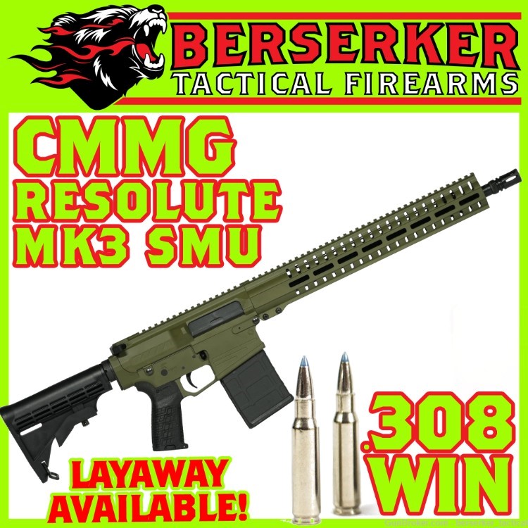 CMMG RESOLUTE Mk3 .308 WIN 16.1" Sniper Green Battle Rifle SMU LAYAWAY-img-0