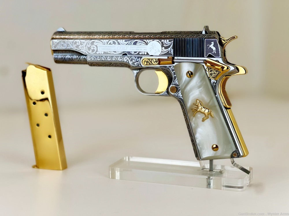 Colt 1911 Nickel and 24K Gold Plated-img-1