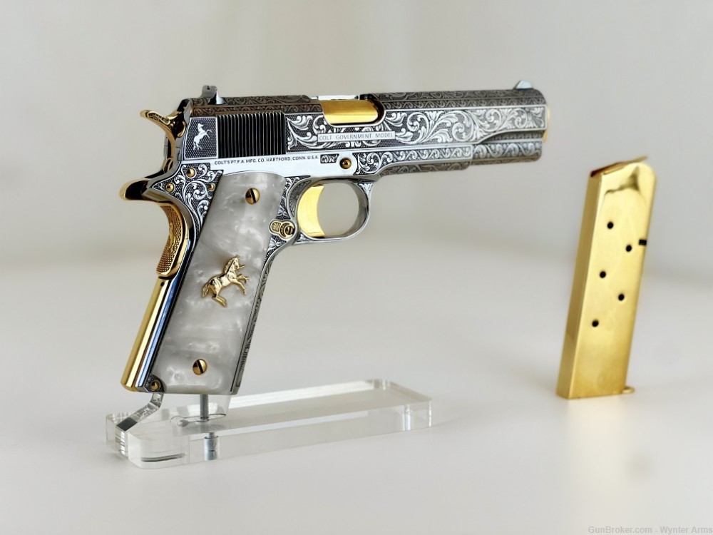 Colt 1911 Nickel and 24K Gold Plated-img-8