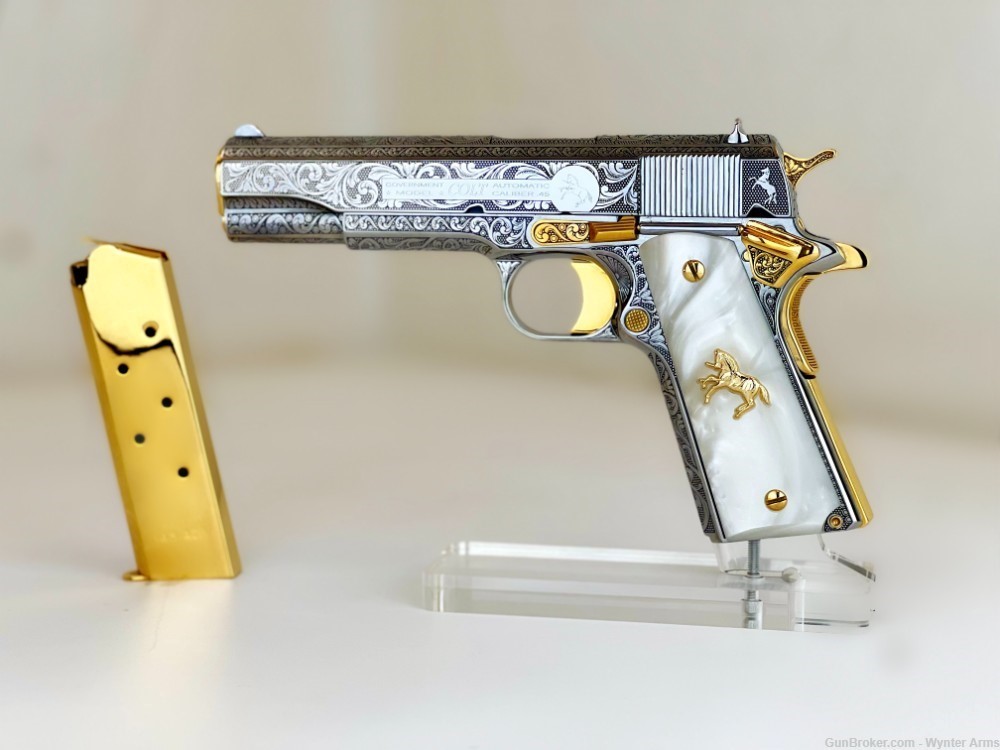 Colt 1911 Nickel and 24K Gold Plated-img-0