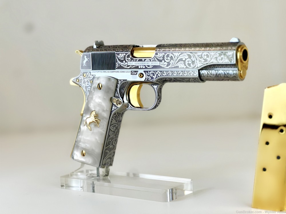 Colt 1911 Nickel and 24K Gold Plated-img-11