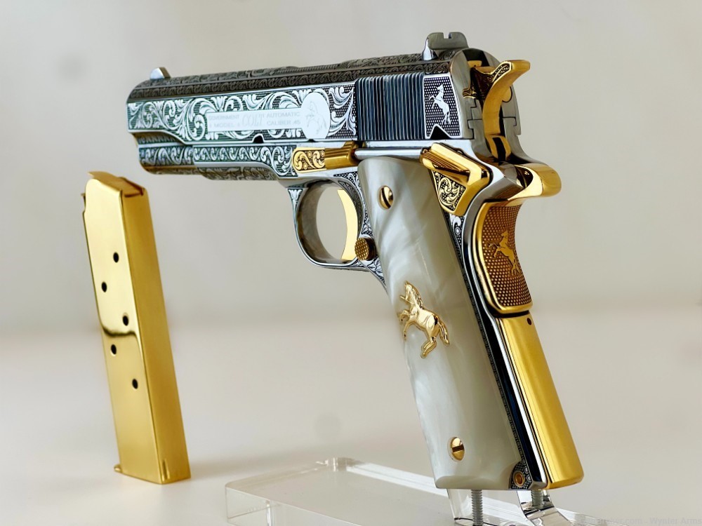 Colt 1911 Nickel and 24K Gold Plated-img-4