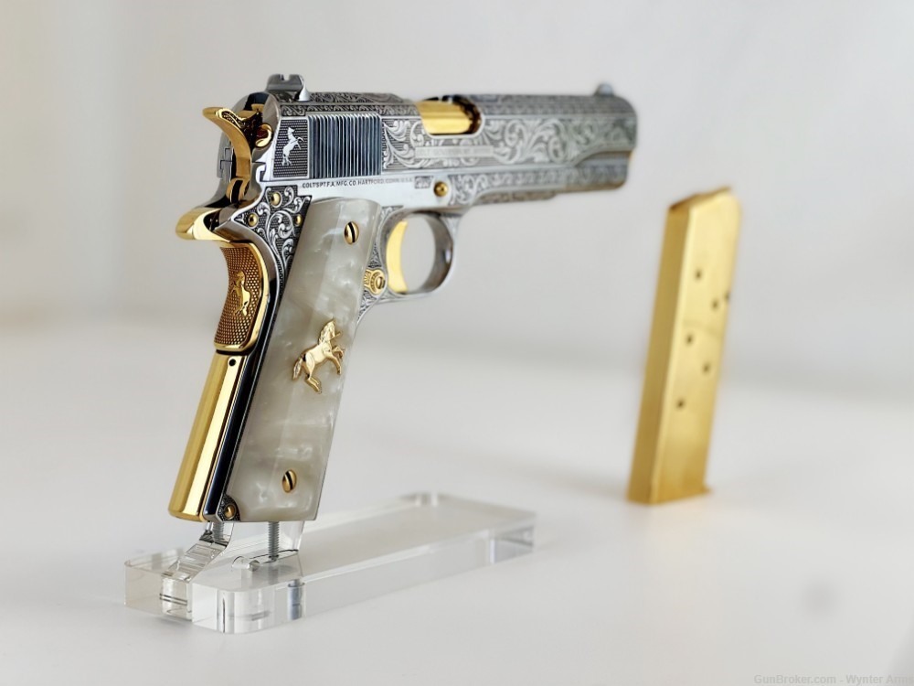 Colt 1911 Nickel and 24K Gold Plated-img-7