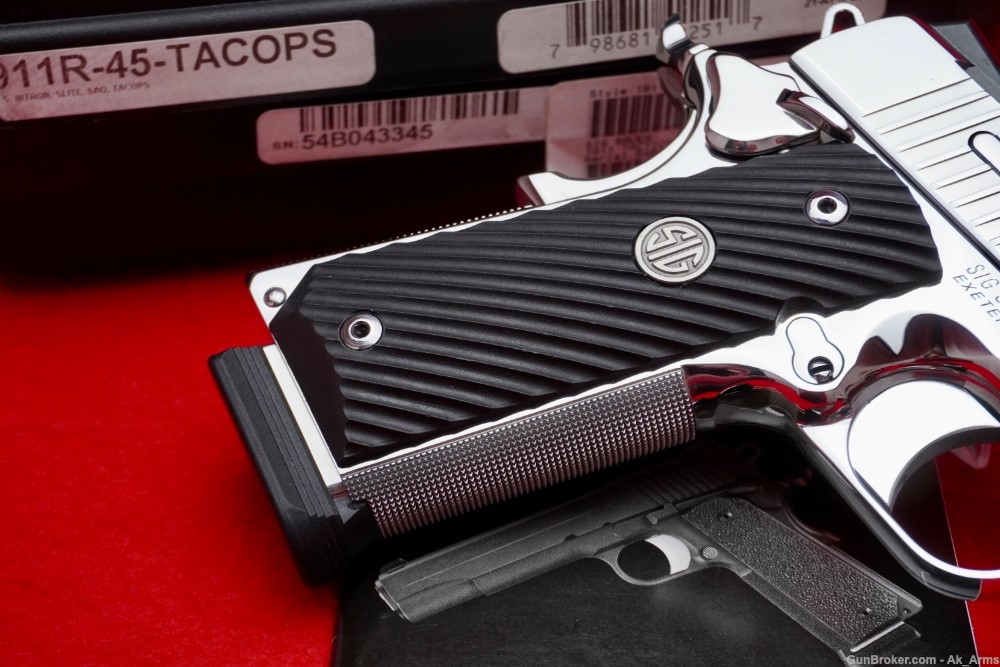 Desired Sig Sauer 1911 .45acp Tac-Ops *BREATHTAKING BRIGHT STAINLESS*-img-7