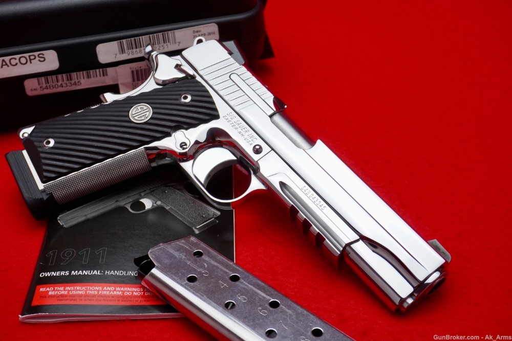 Desired Sig Sauer 1911 .45acp Tac-Ops *BREATHTAKING BRIGHT STAINLESS*-img-4