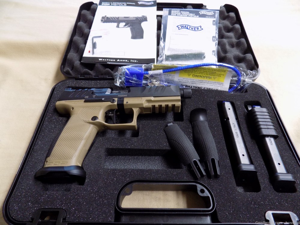 Walther PDP 9mm FDE, Optic Ready, 5" Threaded BBL, 3-18 Rnd Mags, Case-img-0