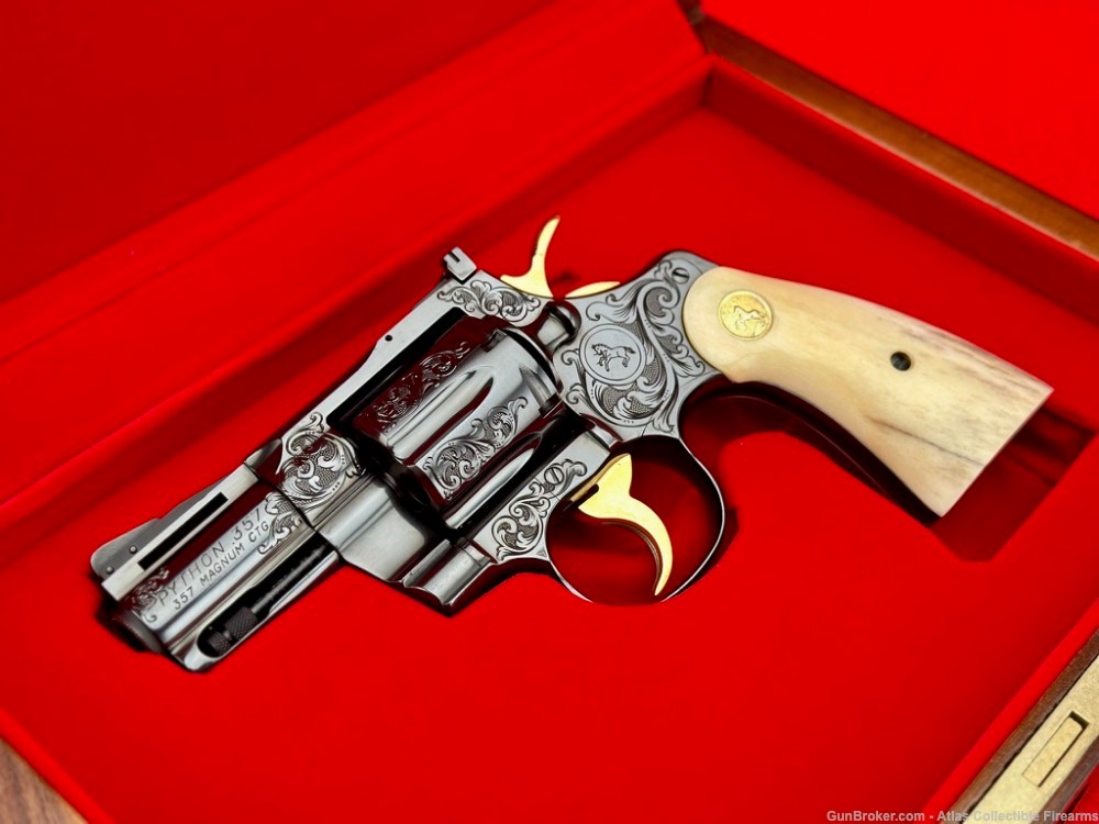 UNBELIEVABLE 1970 Colt Python 2 1/2" *MASTER ENGRAVED & GIRAFFE BONE GRIPS*-img-0