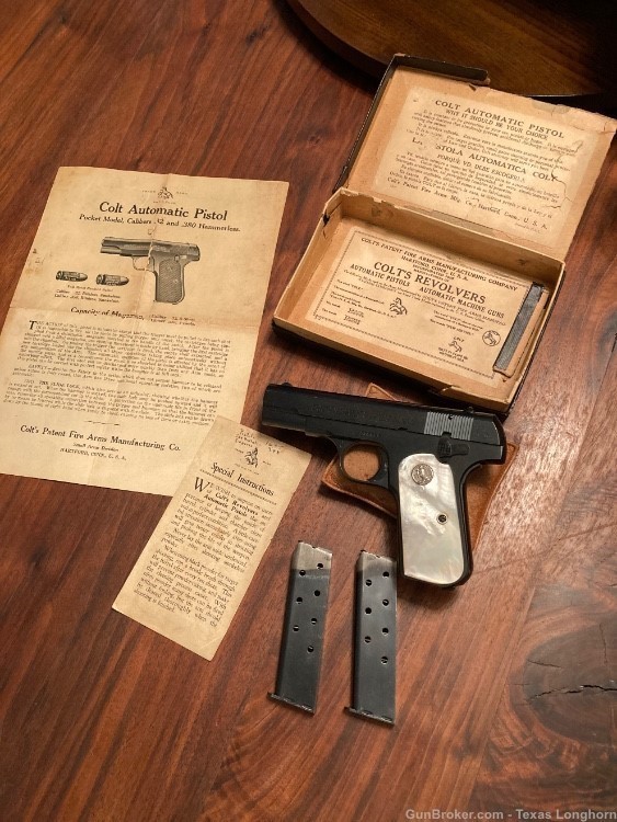 Colt M1903 .32 Pistol Type IV 1931 Factory MOP Grips Box & Papers 95%+-img-0