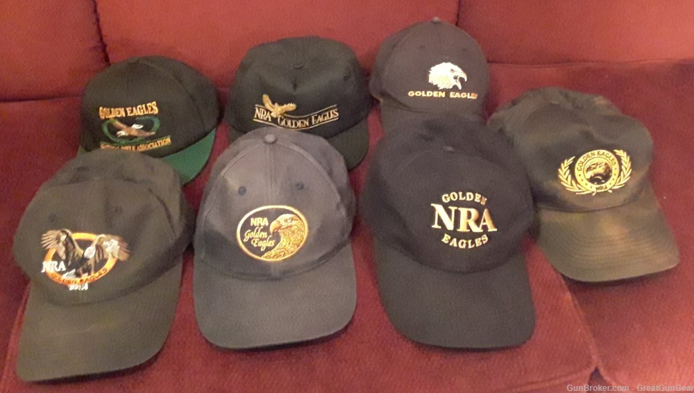NRA National Rifle Association Golden Eagles Baseball Cap Hats (7 x Caps)-img-0