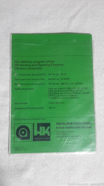 Vintage rare Heckler Koch HK 770 Factory Owner's Manual-img-1