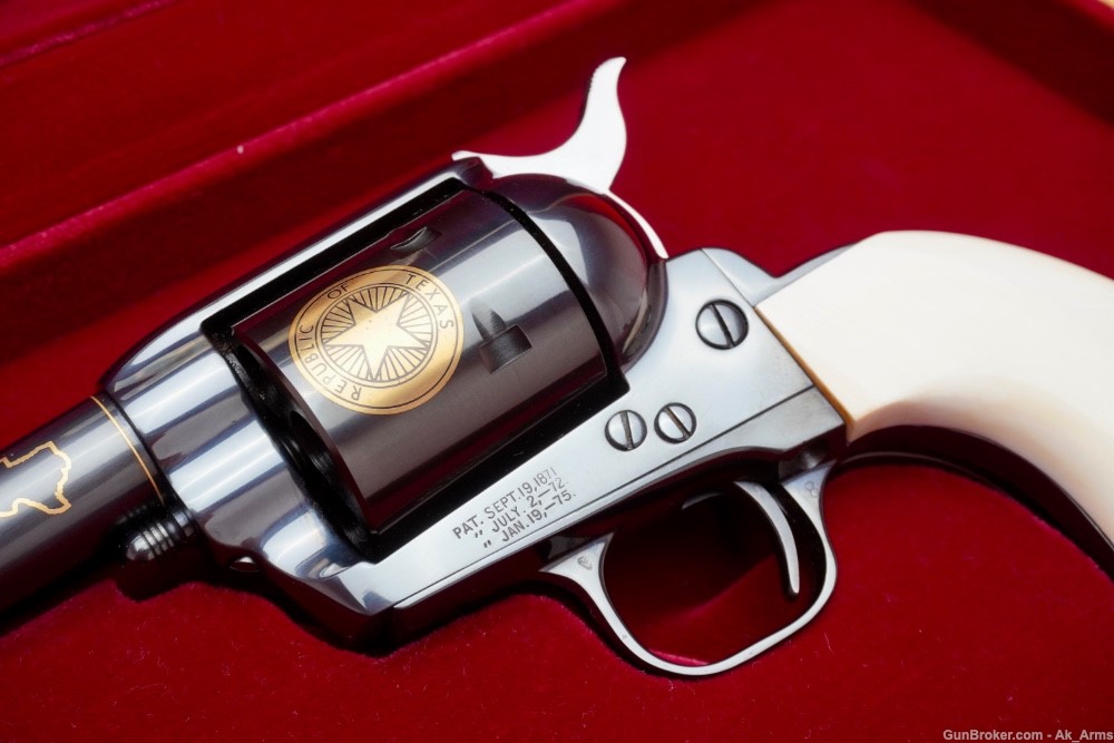 1986 Colt SAA Texas Deluxe .45LC 4" *FACTORY ENGRAVED & GENUINE IVORY* -img-2