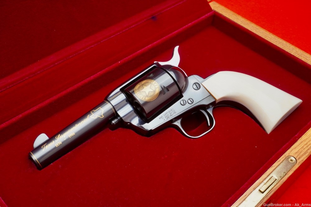 1986 Colt SAA Texas Deluxe .45LC 4" *FACTORY ENGRAVED & GENUINE IVORY* -img-0