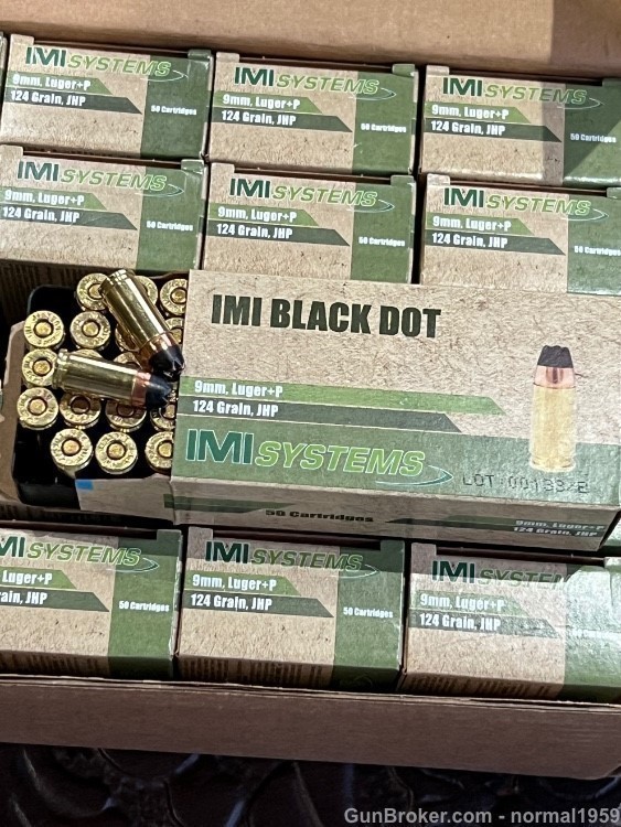 9mm IMI AMMO BLACK TIP HOLLOW POINT ISRAELI MILITARY (500) ROUNDS-img-3