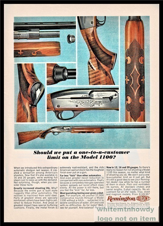 1964 REMINGTON Model 1100 Automatic Shotgun PRINT AD-img-0