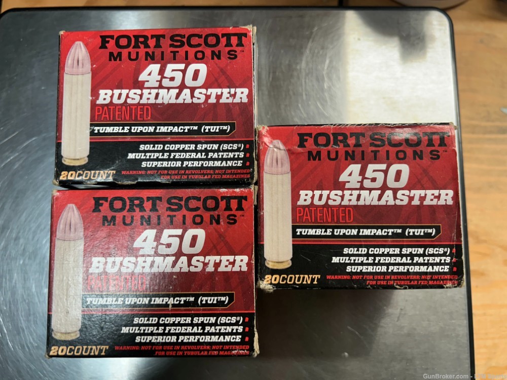 Fort Scott Munitions TUI 450 Bushmaster 250gr Solid Copper Spun 60rds-img-1