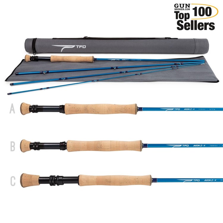 TFO Axiom II-X 12wt 9ft 4pc Fly Fishing Rod with Rod Sock and Tube-img-0