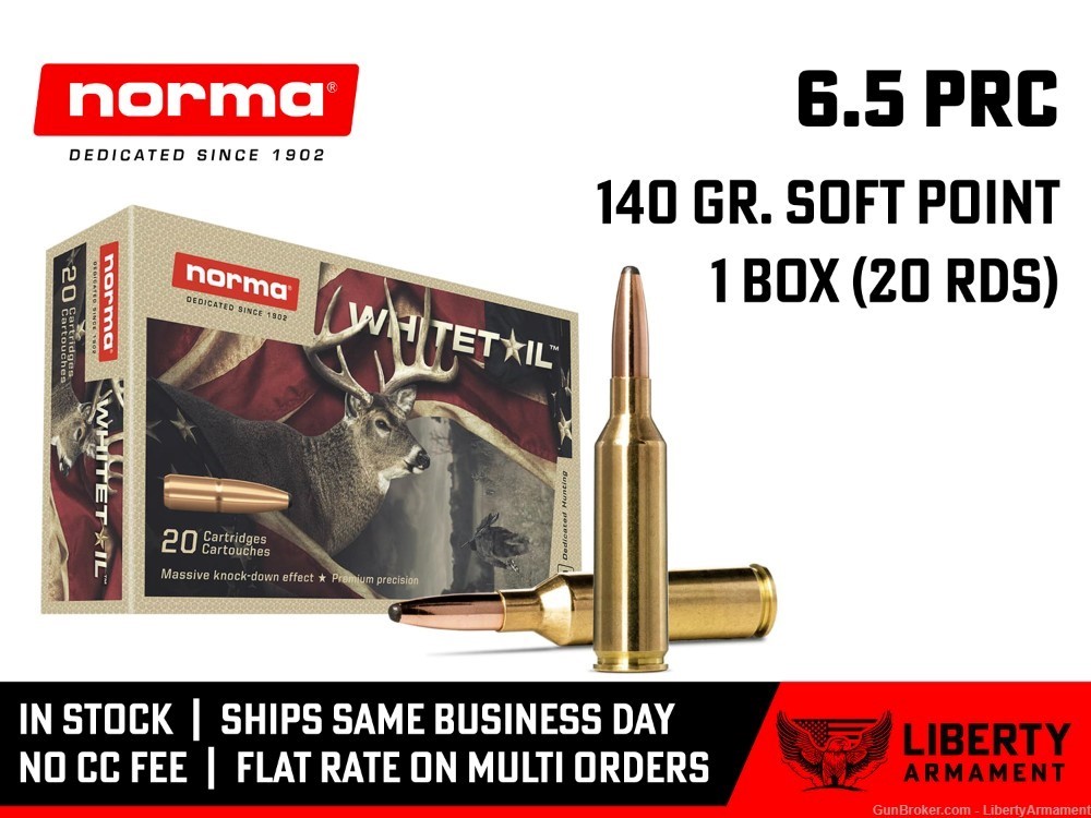 6.5 PRC Ammo 140 gr Norma Whitetail Hunting Ammunition-img-0
