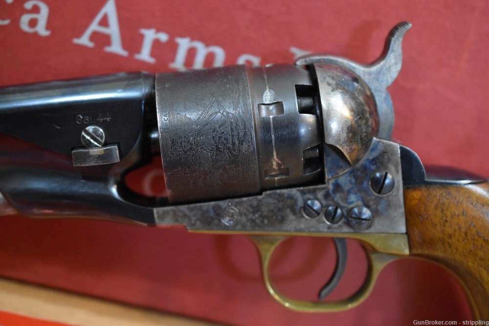 REPLICA ARMS MODEL 1860 ARMY COLT 44 CALIBER REVOLVER & BOX AND PAPER WORK-img-7
