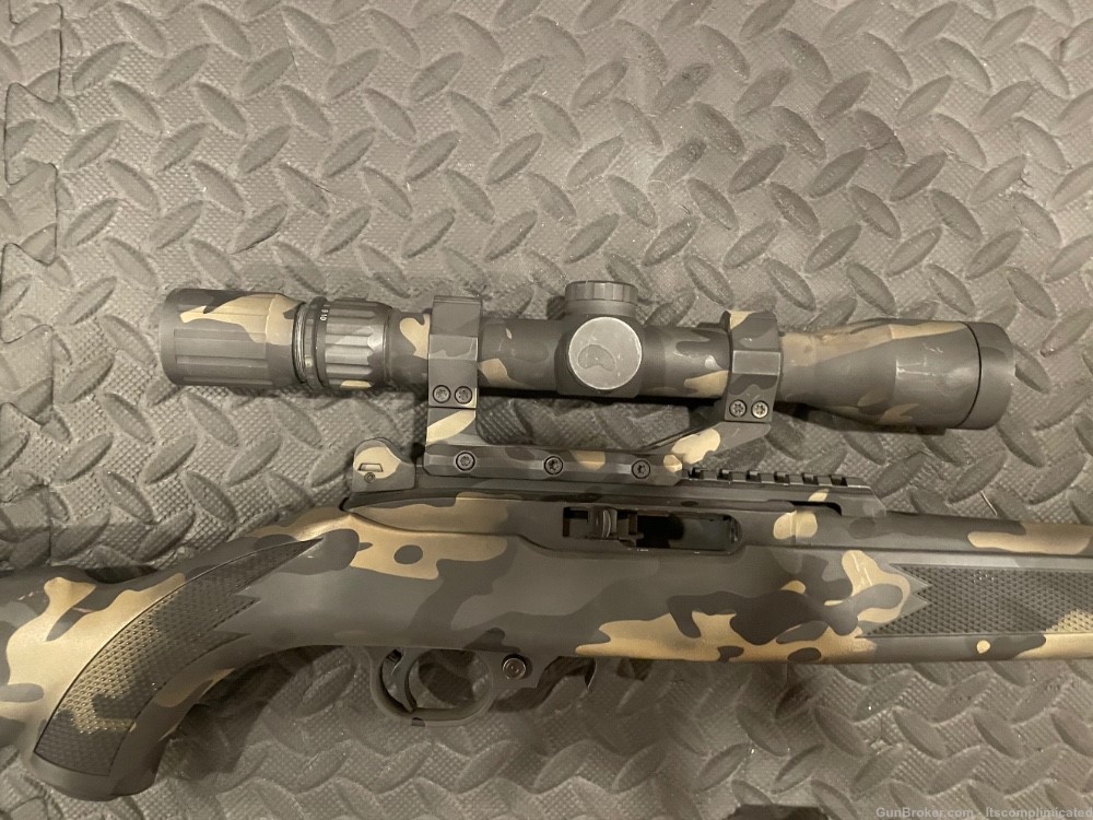 Decked out 18.5 inch barrel 10/22. Professionally cerakoted. Suppressed&mor-img-1