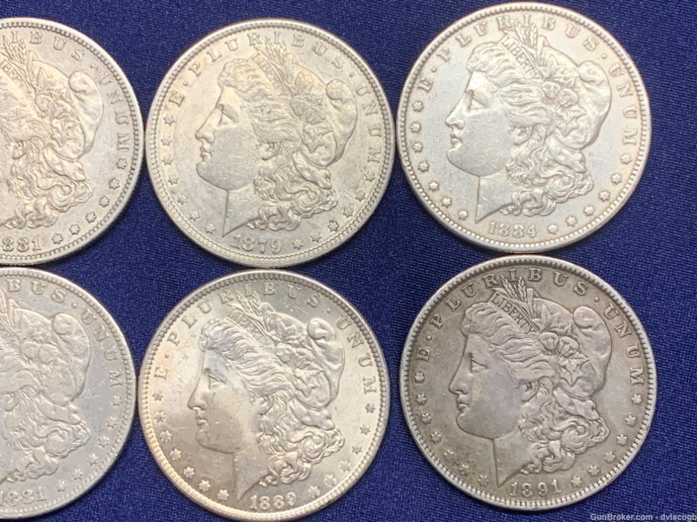 1879 - 1891 Morgan Silver dollar lot - 8 coins mix year, mint, condition-img-3