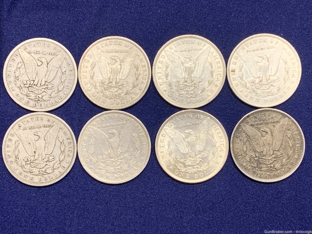 1879 - 1891 Morgan Silver dollar lot - 8 coins mix year, mint, condition-img-1