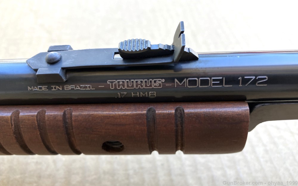 Unfired Taurus Model 172 Pump Action Takedown Rifle 23" Barrel .17 HMR Blue-img-25