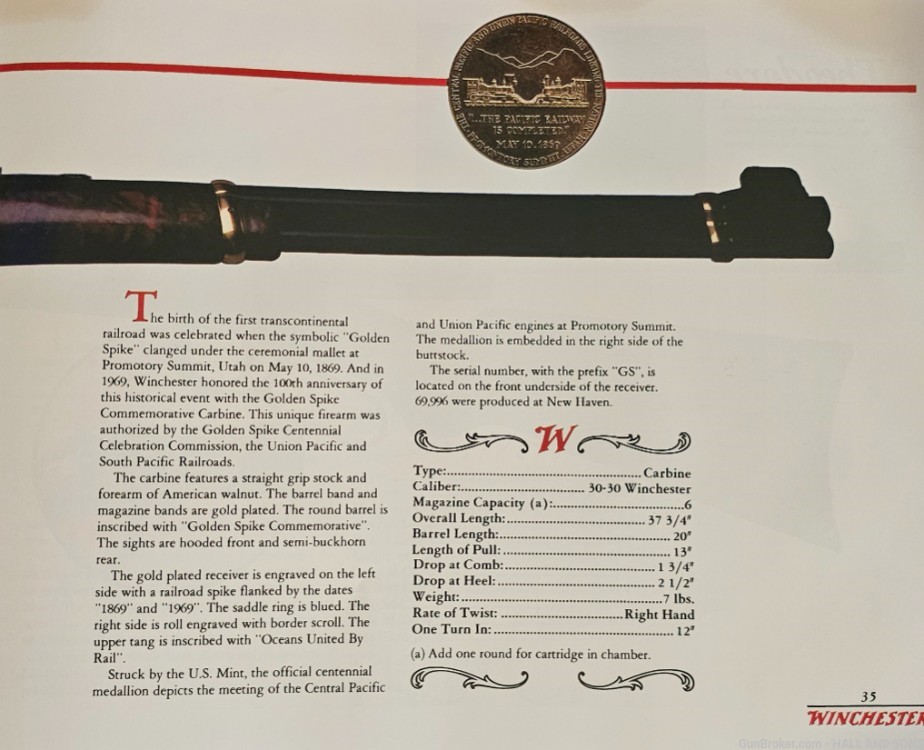 Winchester 94 * GOLDEN SPIKE * COMMEMORATIVE CARBINE * 30-30 BORN 1969-img-51