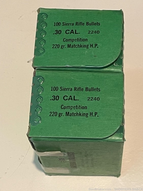 2 Vintage Boxes 200ct Sierra 30 Cal Competition 220gr Matchking HP Bullets-img-2