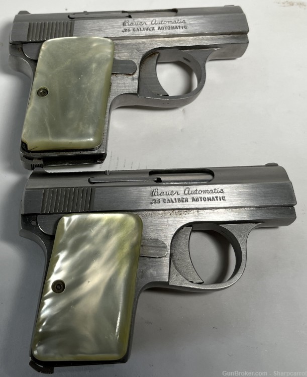 Matching Pair of Bauer 25ACP Stainless Semi Auto Pistols-img-2