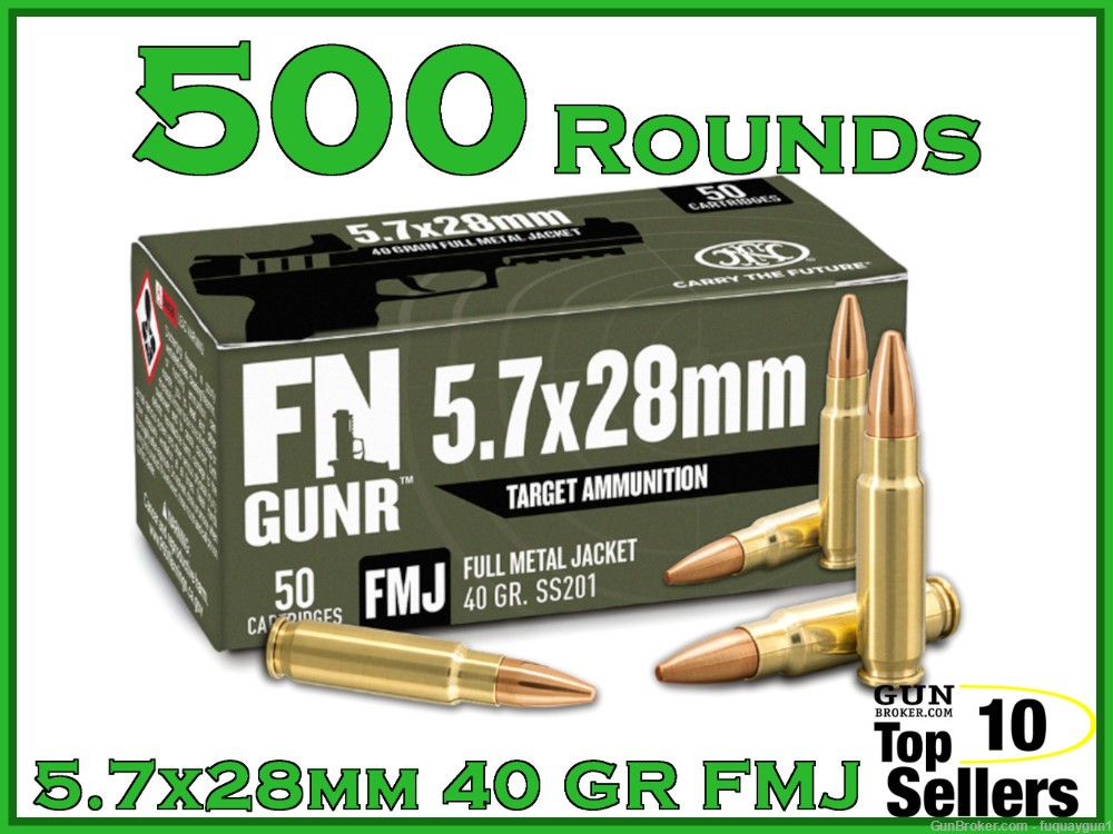 FN 5.7x28 40 GR FMJ SS201 Ammo 5.7x28-5.7x28 500ct-img-0