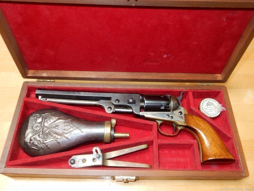 Very early Uberti 1851 Colt pistol  .36 Cal  with wood box and accessories-img-0