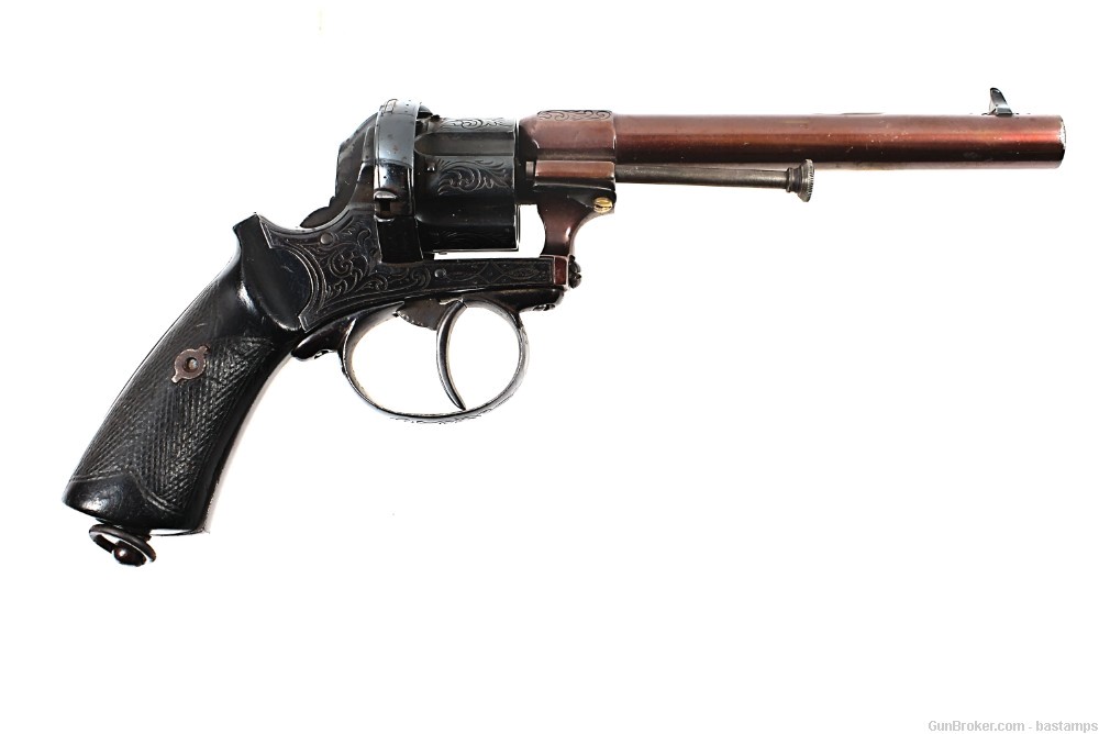 Engraved Belgian Lefaucheux Type 9mm Pinfire Revolver (Antique)-img-1