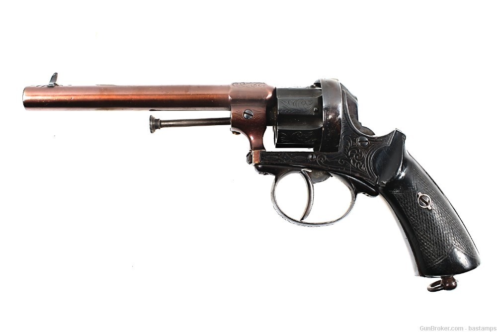 Engraved Belgian Lefaucheux Type 9mm Pinfire Revolver (Antique)-img-0