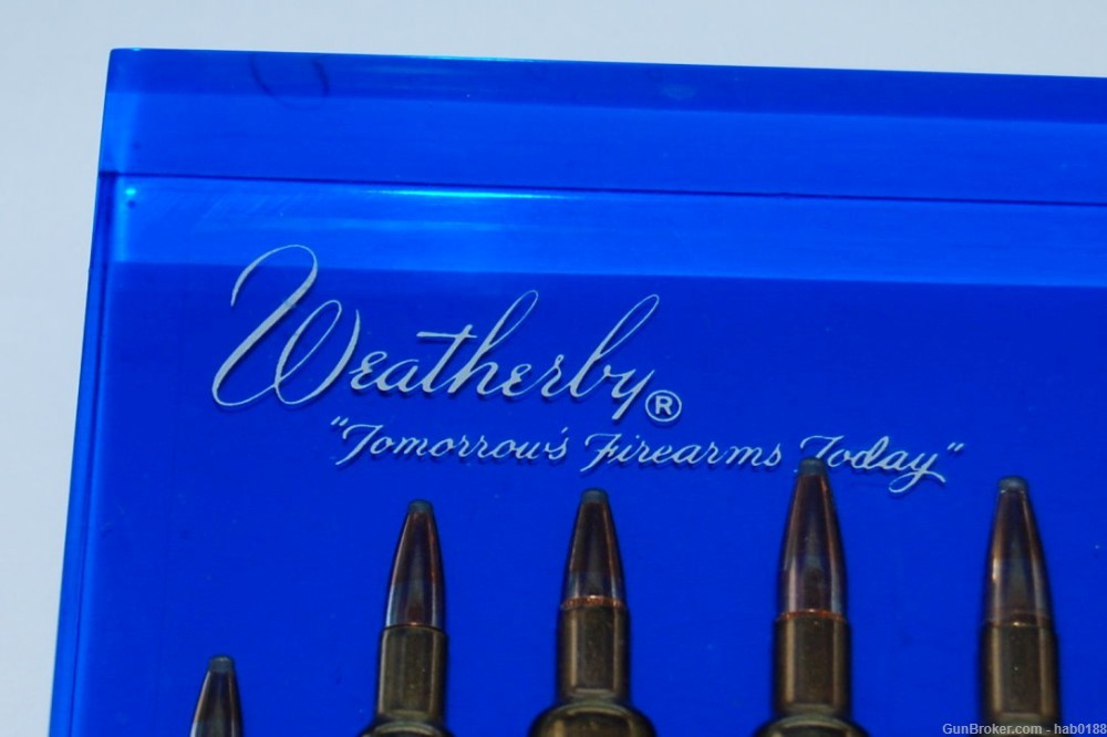 Weatherby Tomorrows Firearms Today Blue Lucite Nine Cartridge Display -img-1