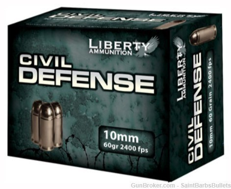 Liberty Ammo Civil Defense 10mm 60gr. HP - 20 Rounds-img-0