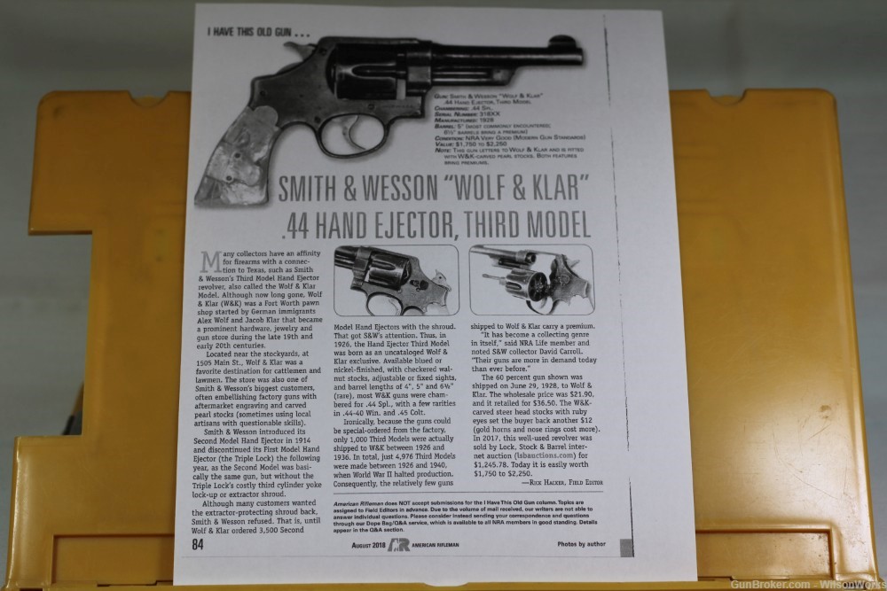 Smith & Wesson S&W  44HE Mof1926 Made 1927 Wolf & Klar Letter Book C&R     -img-50