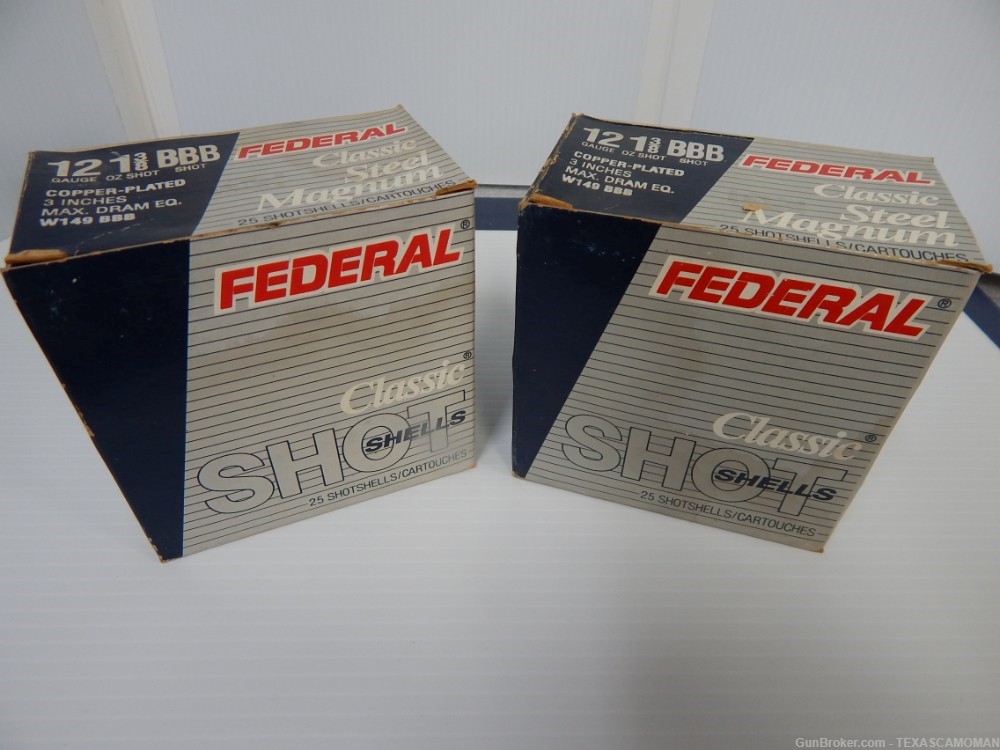 Vintage Federal Classic 12 gauge shotshells, 2 boxes, BBB-img-0