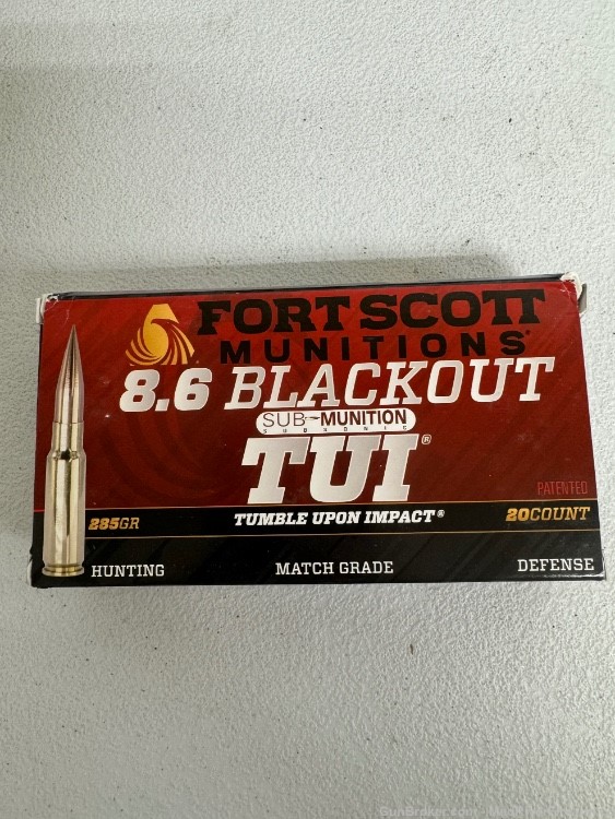200 RDS NEW FORT SCOTT MUNITIONS 8.6 BLACKOUT 285 GRAIN TUMBLE UPON IMPACT-img-1