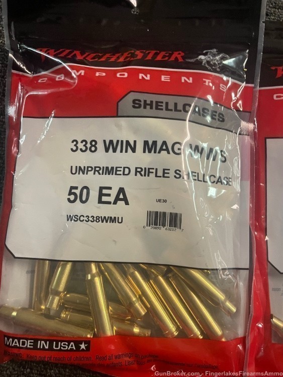 100 Brand New 338 Win Mag Winchester WWS Brass -img-1