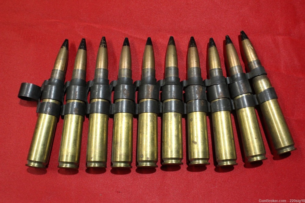 50 Caliber M2 50 BMG 10 Rounds Linked Black Tip Dummy Display Rounds Inert-img-0