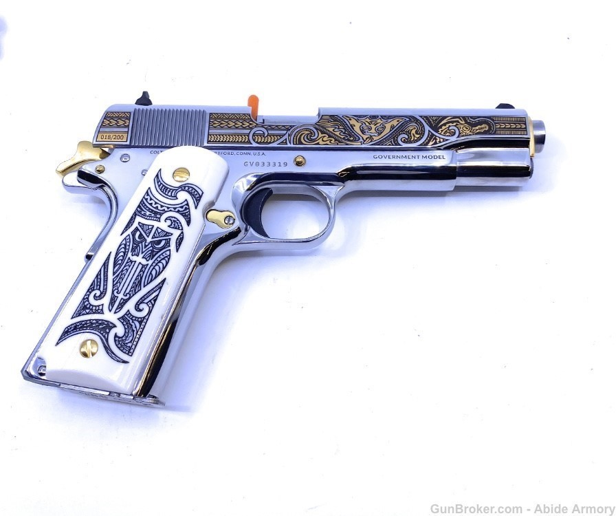 Colt 1911 Mana Haka Stainless Matching Set #18 38 Super 1 Of 200 Penny NR-img-4