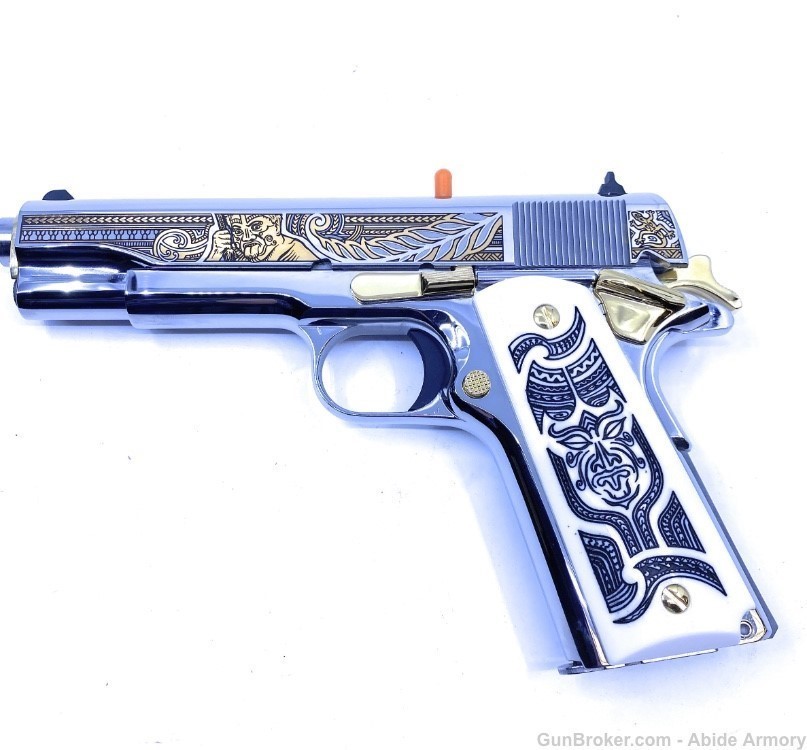 Colt 1911 Mana Haka Stainless Matching Set #18 38 Super 1 Of 200 Penny NR-img-6
