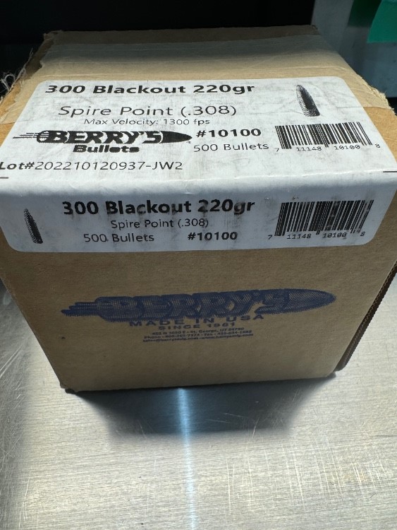 2300 PCS NEW BERRY’S BULLETS -300 BLACKOUT- (.308) 220 GRAIN SPIRE POINT-img-2
