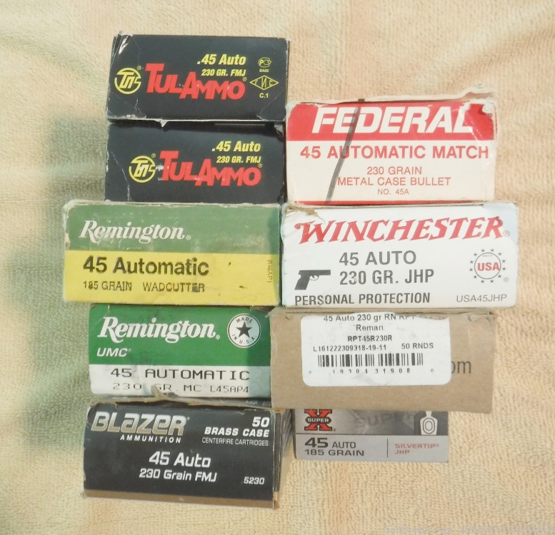 MIXED LOT OF 420 RNDS OF .45ACP AMMUNITION.  NO RELOADS!-img-1