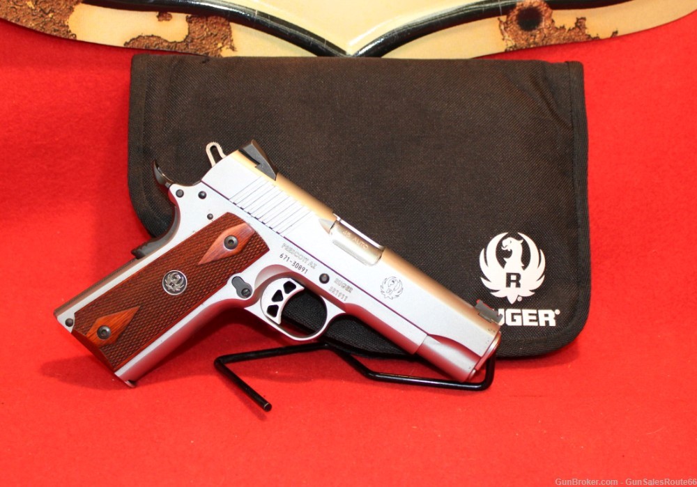 Ruger SR1911 Commander .45 ACP Semi Auto Pistol Stainless Steel 4.25"-img-0