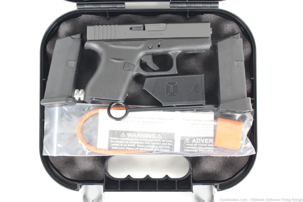 Excellent Glock Model 43 Pistol 9mm FXD Sights (2) Magazines UI4350201 -img-1