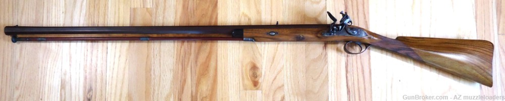 Left Handed English Sporting Rifle, Swamped 45 Caliber Flintlock Half Stock-img-0