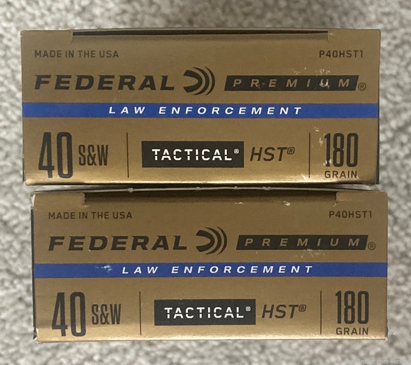 100 rnds of .40 S&W Federal LE HST 180 gr Jacketed Hollow Point Ammunition-img-0